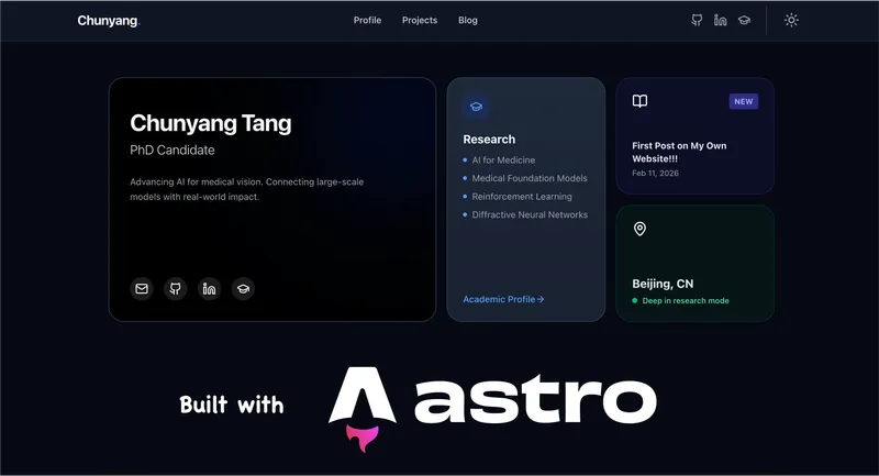 Homepage of Chunyang's personal website.